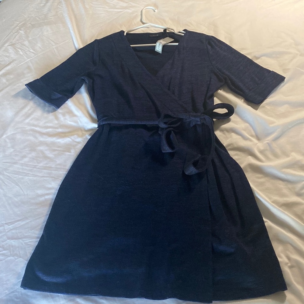 Khol’s Apt 9 Belted Navy Blue Faux Wrap Dress